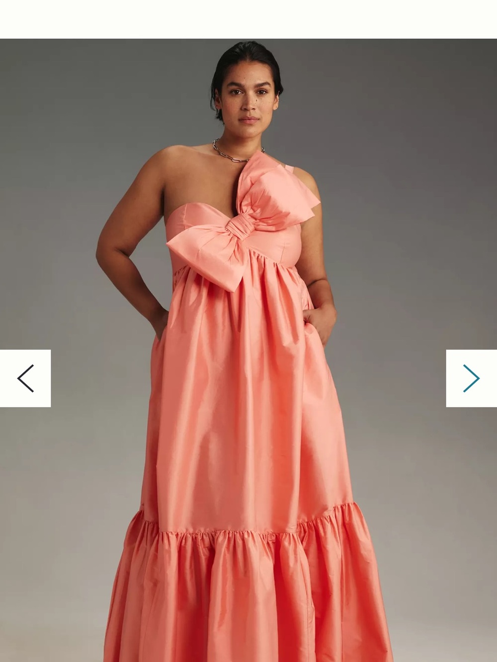 Strapless Peach Maxi Dress with Statement Bow
